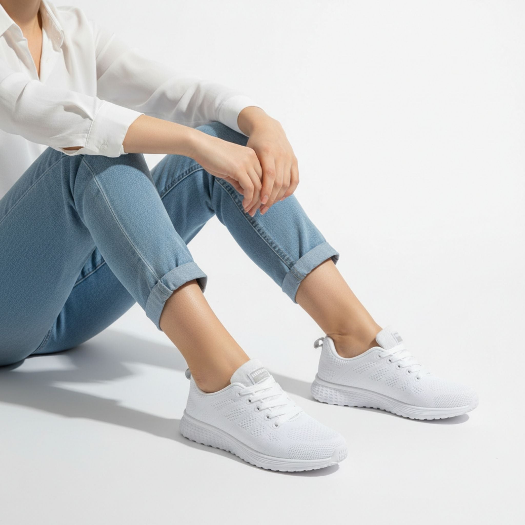 Women's Sneakers | White Upper, Clean Profile
