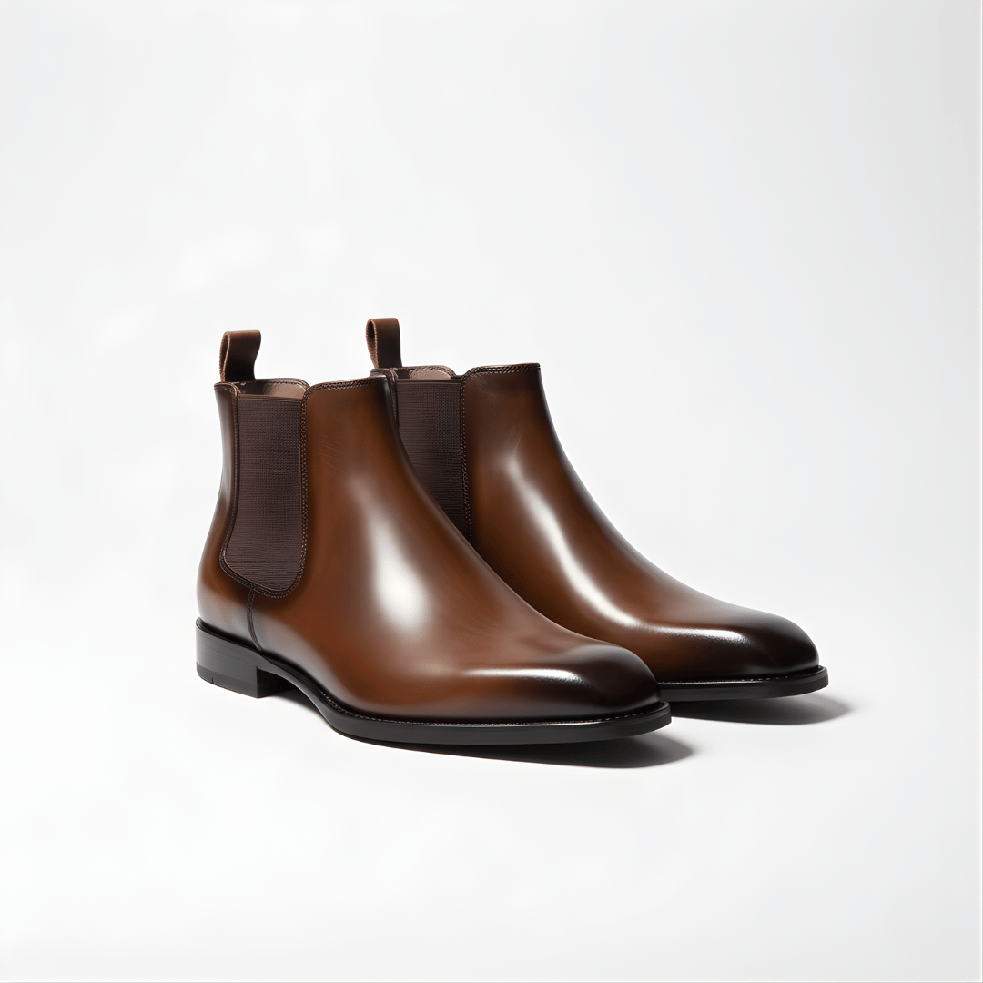 Men’s Elastic Side Panel Chelsea Boots with Almond Toe