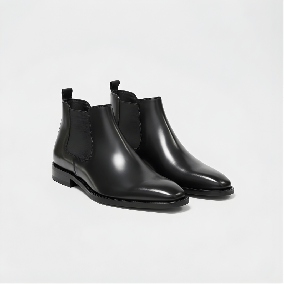 Men’s Elastic Side Panel Chelsea Boots with Almond Toe