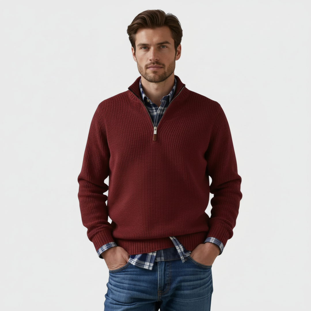 Men’s Fit Sweater with Zippered Collar