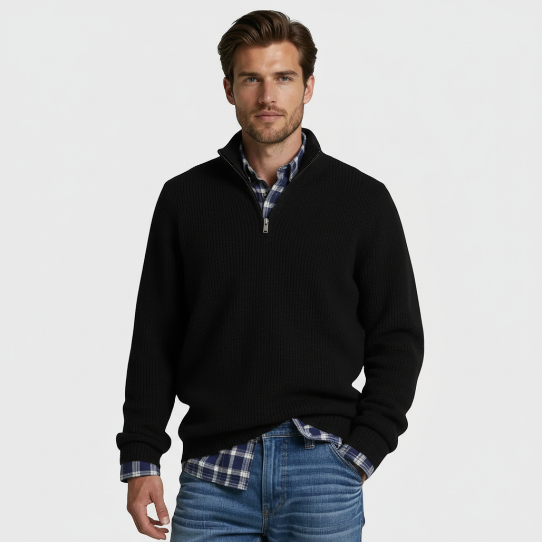 Men’s Fit Sweater with Zippered Collar