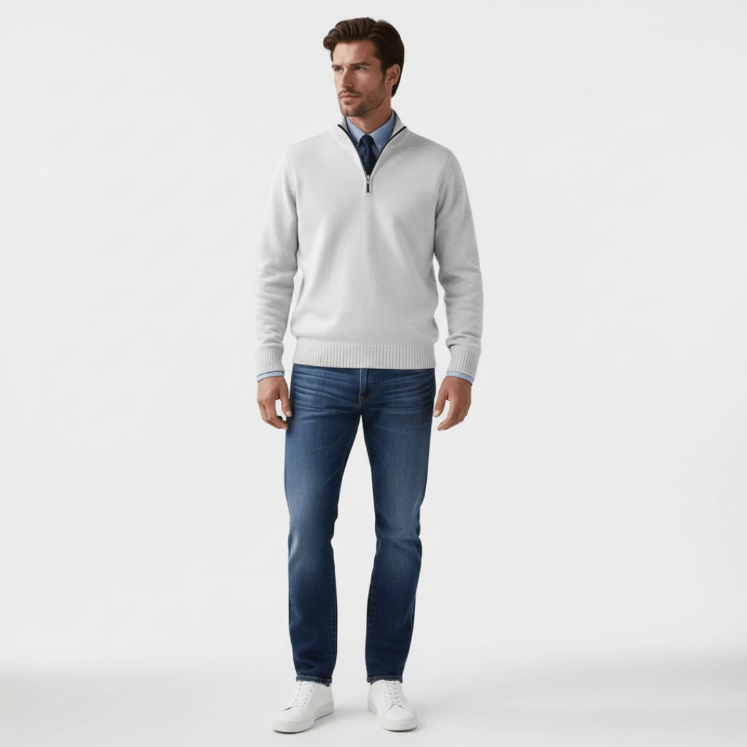 Men’s Half-Zip Sweater with Zippered Collar