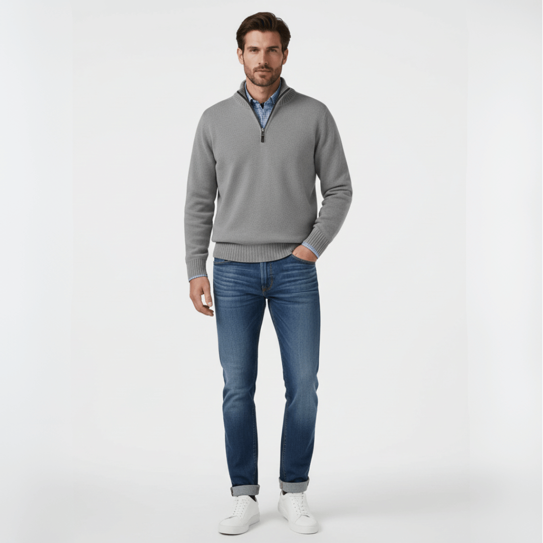 Men’s Half-Zip Sweater with Zippered Collar