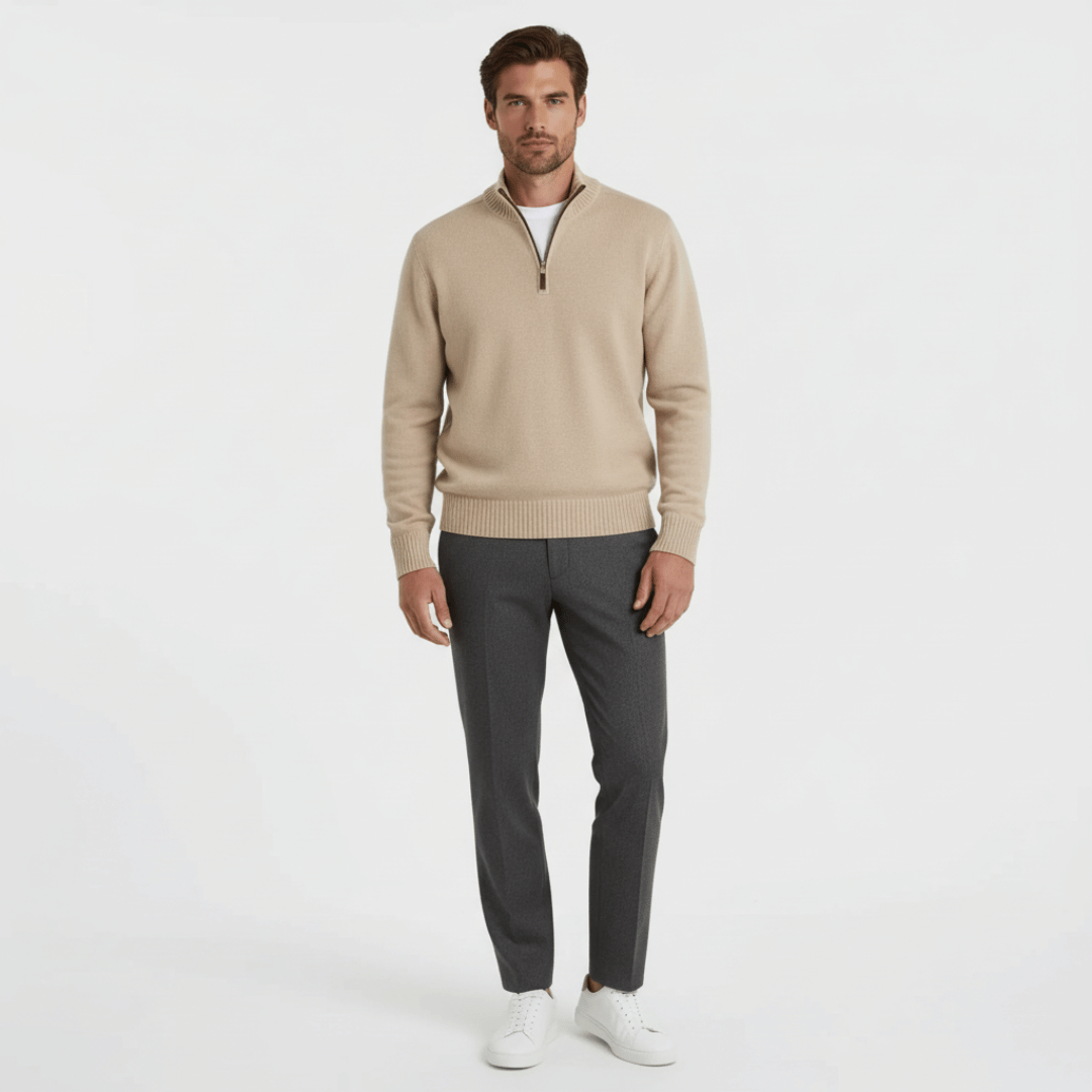 Men’s Half-Zip Sweater with Zippered Collar