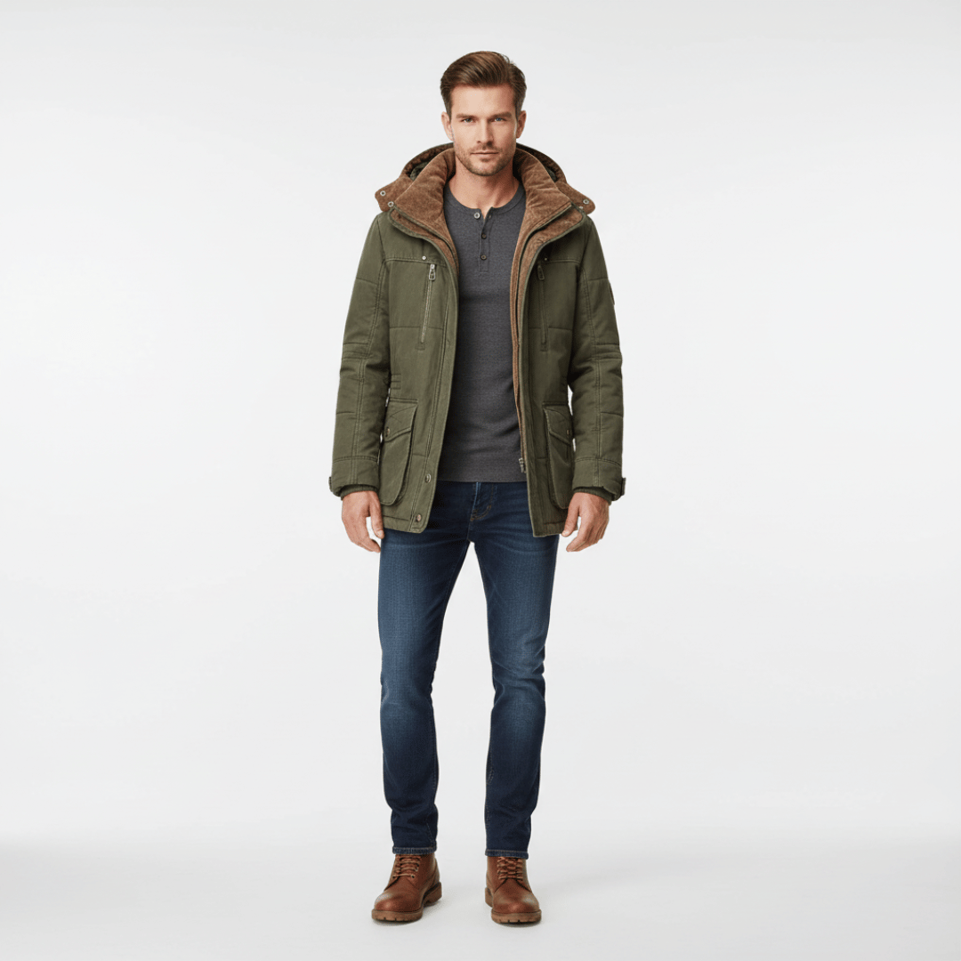 Men’s Hooded Coat with Pockets