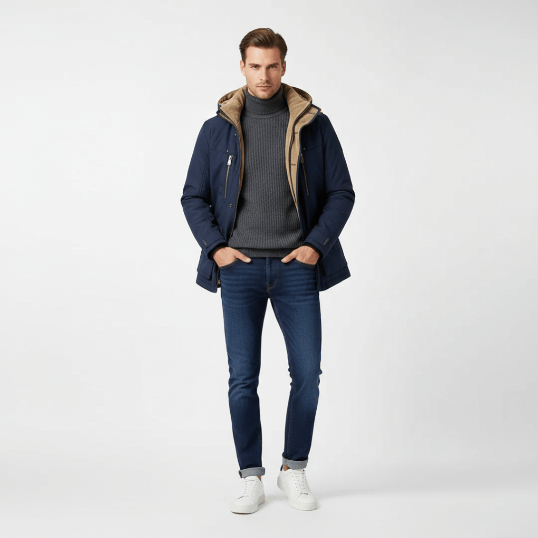 Men’s Hooded Coat with Pockets