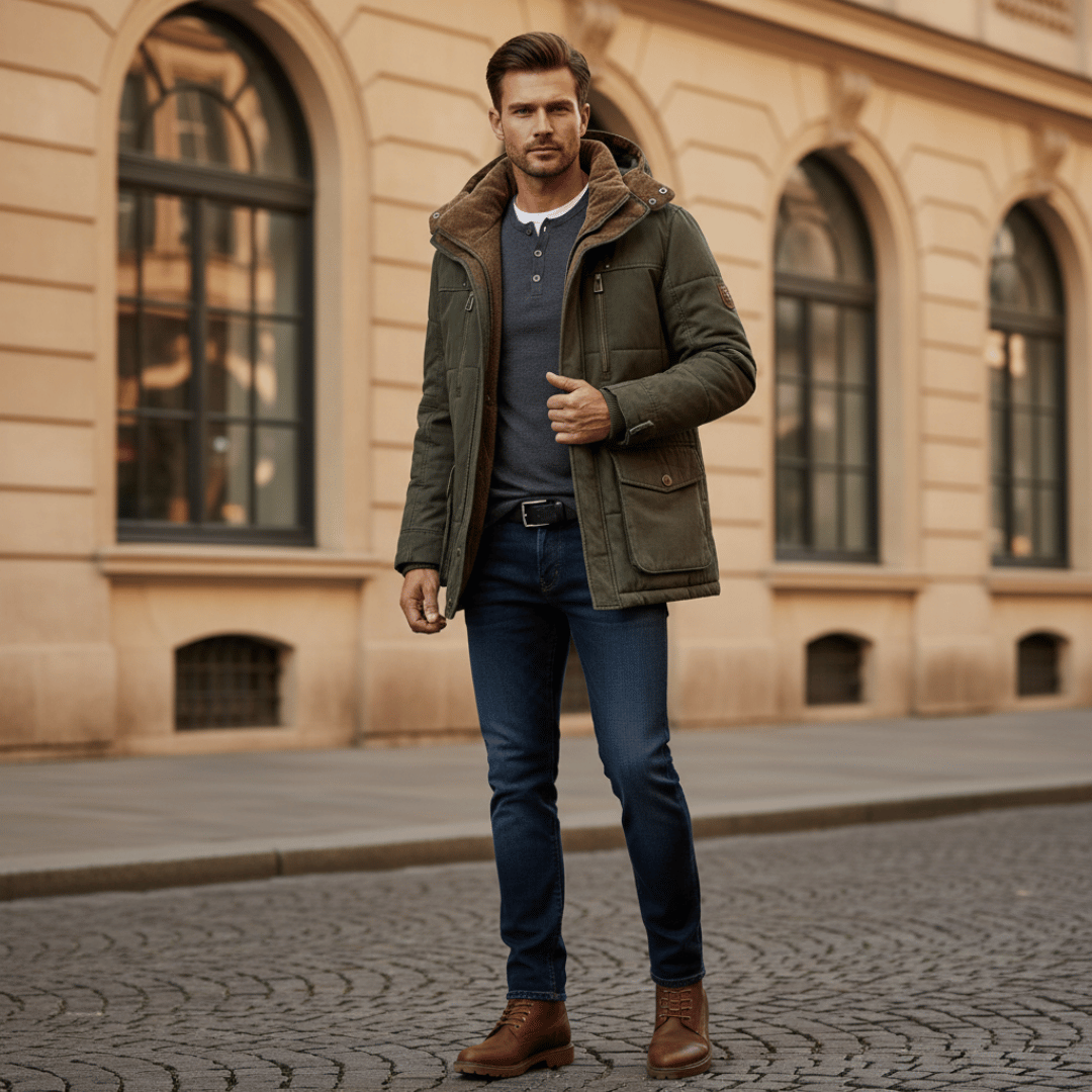 Men’s Hooded Coat with Pockets