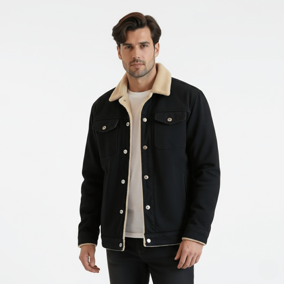 Men’s Jacket with Front Closure and Multiple Pockets