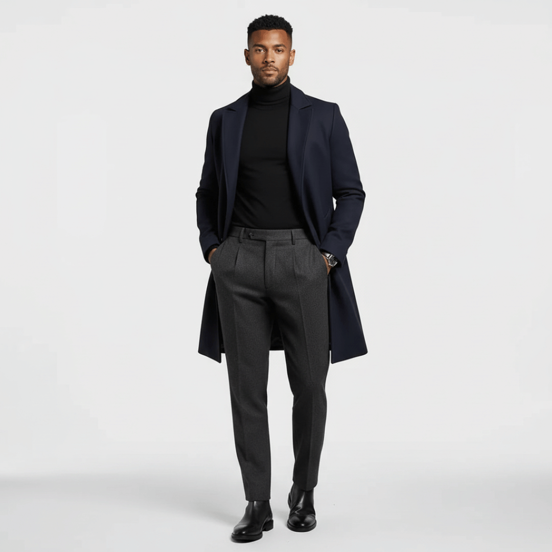 Men’s Overcoat with Regular Fit and Inner Layer