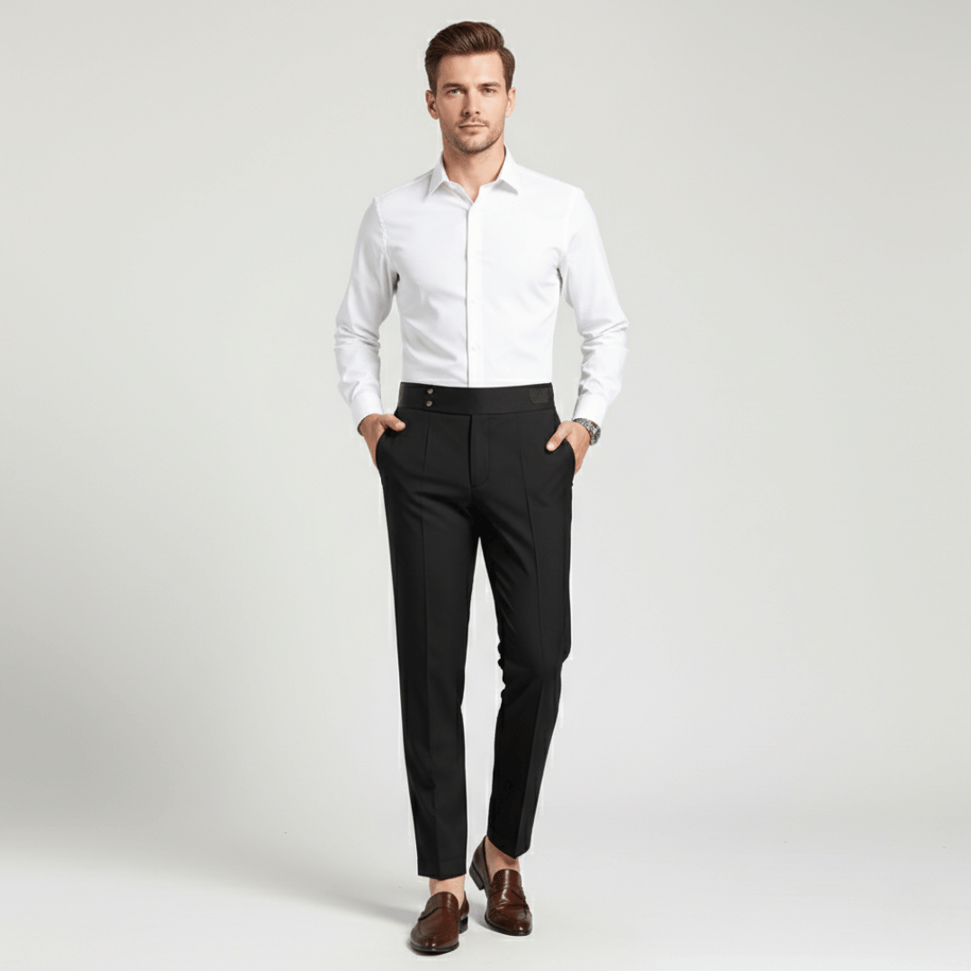 Men’s Pleated Front Trousers with Belt Loops