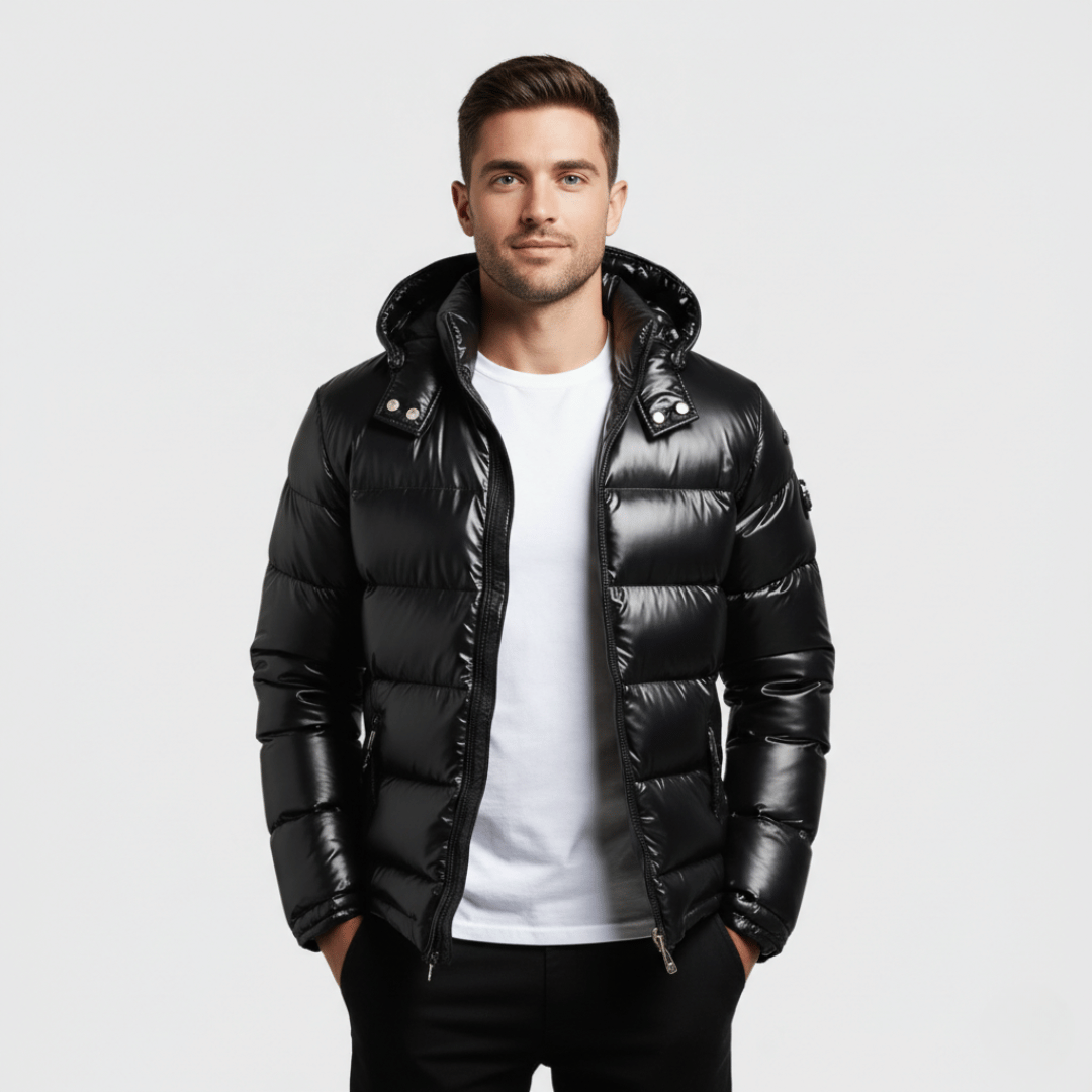 Men’s Puffer Jacket with Hooded Collar