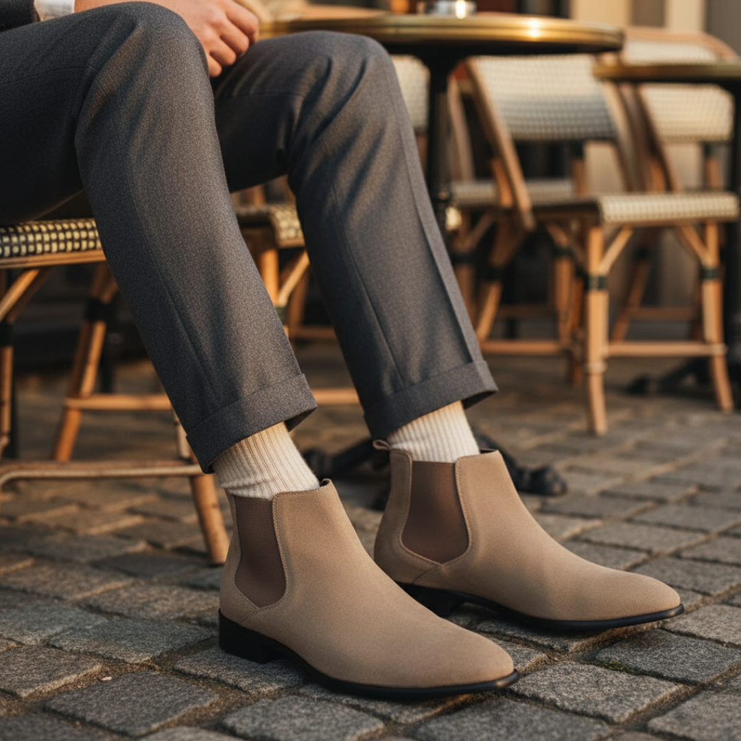 Men’s Suede-Like Chelsea Boots with Side Panels