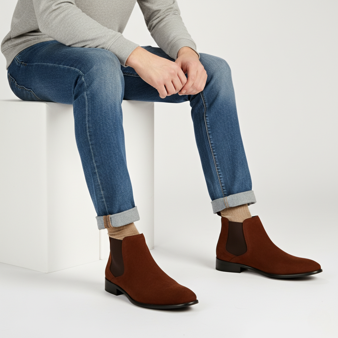 Men’s Suede-Like Chelsea Boots with Side Panels