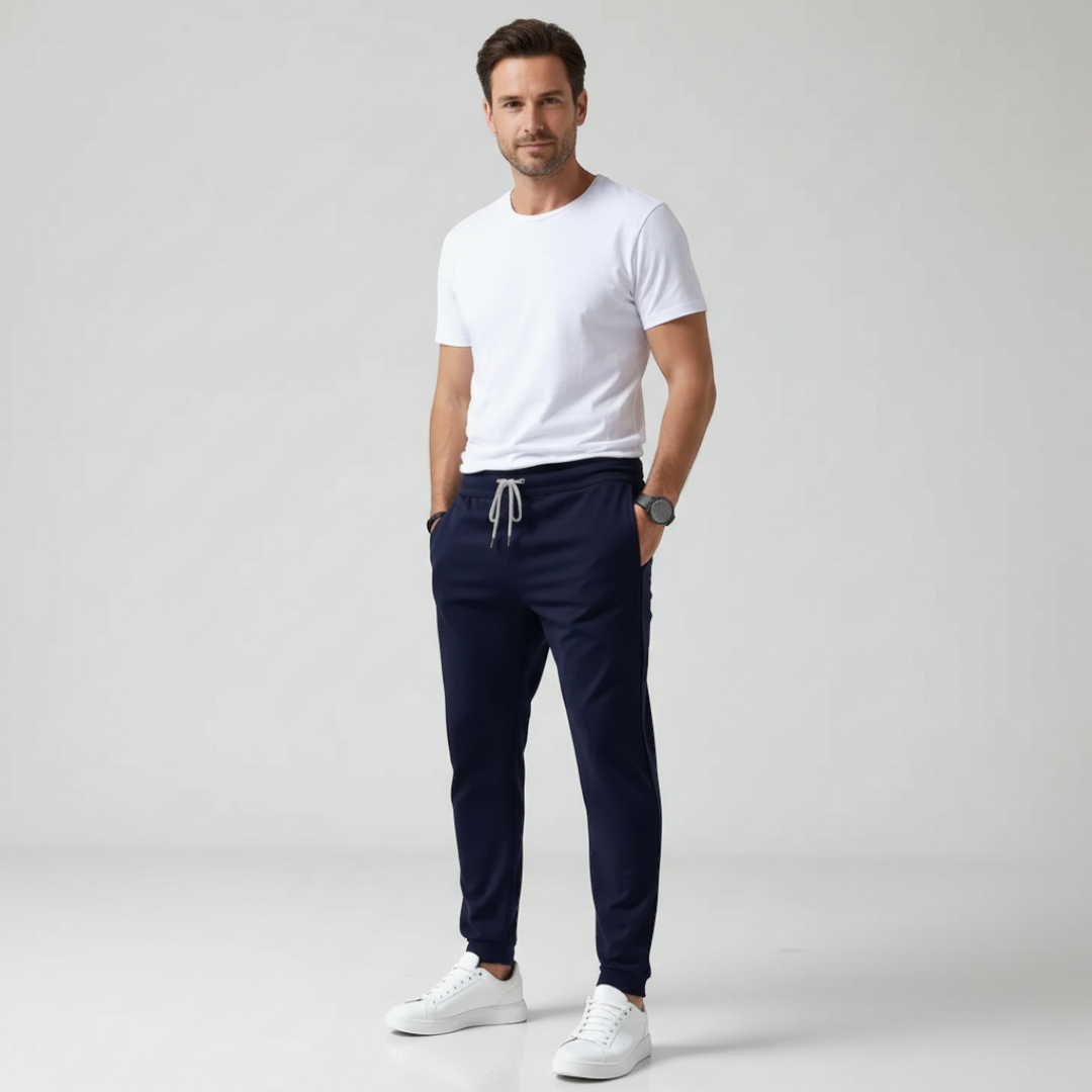 Men’s Tapered-Leg Trousers with Drawstring Waistband