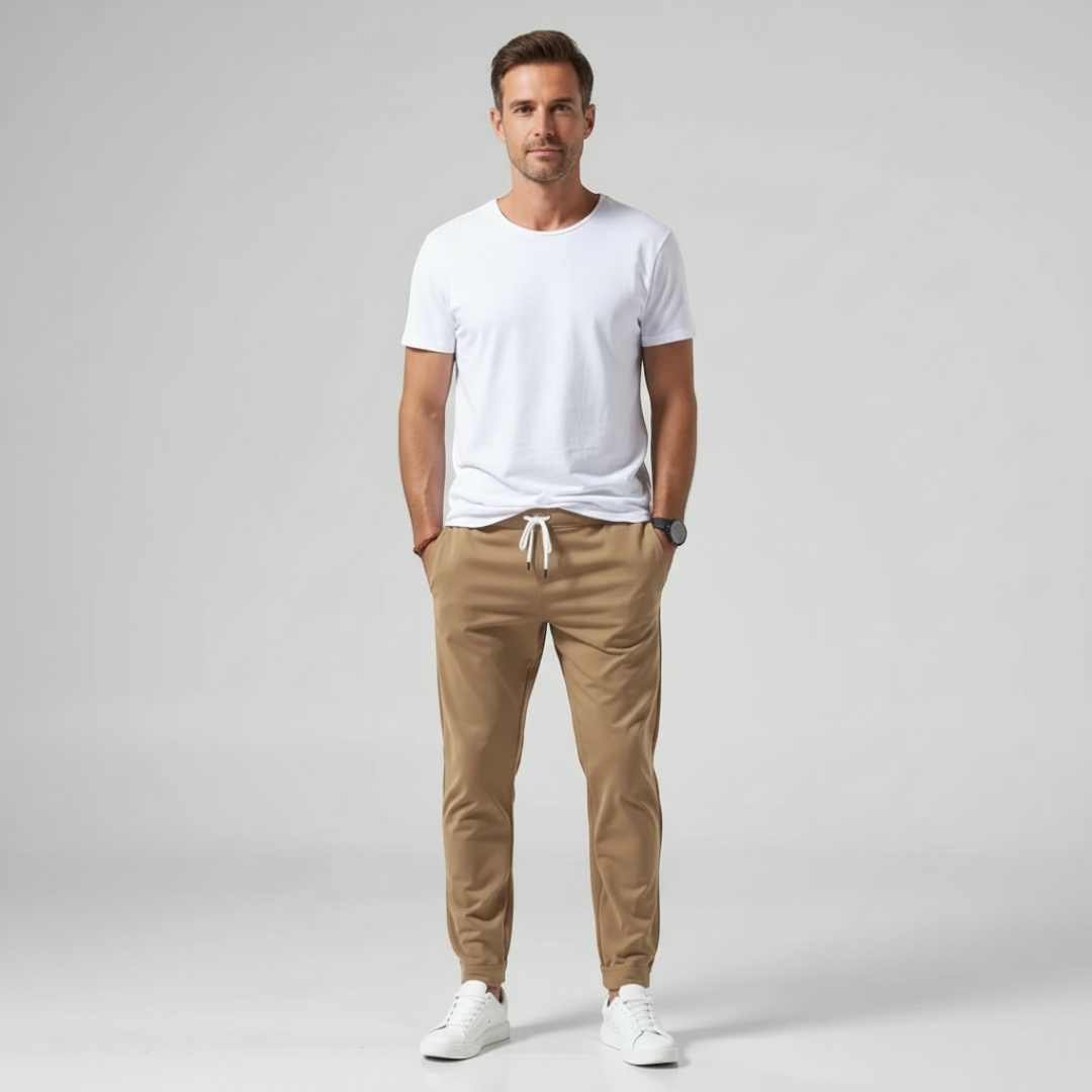 Men’s Tapered-Leg Trousers with Drawstring Waistband
