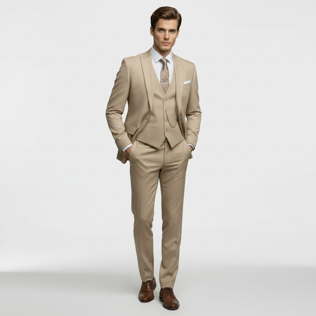 Men’s Three-Piece Suit with Jacket, Vest and Trousers