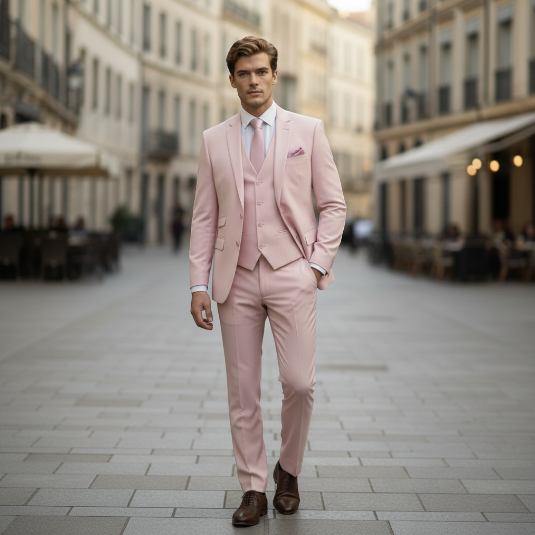 Men’s Three-Piece Suit with Jacket, Vest and Trousers