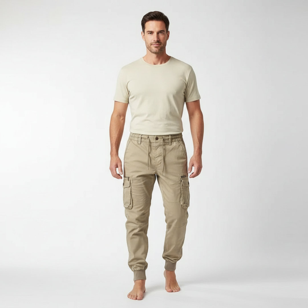 Men’s Cargo Trousers with Elasticated Cuffs