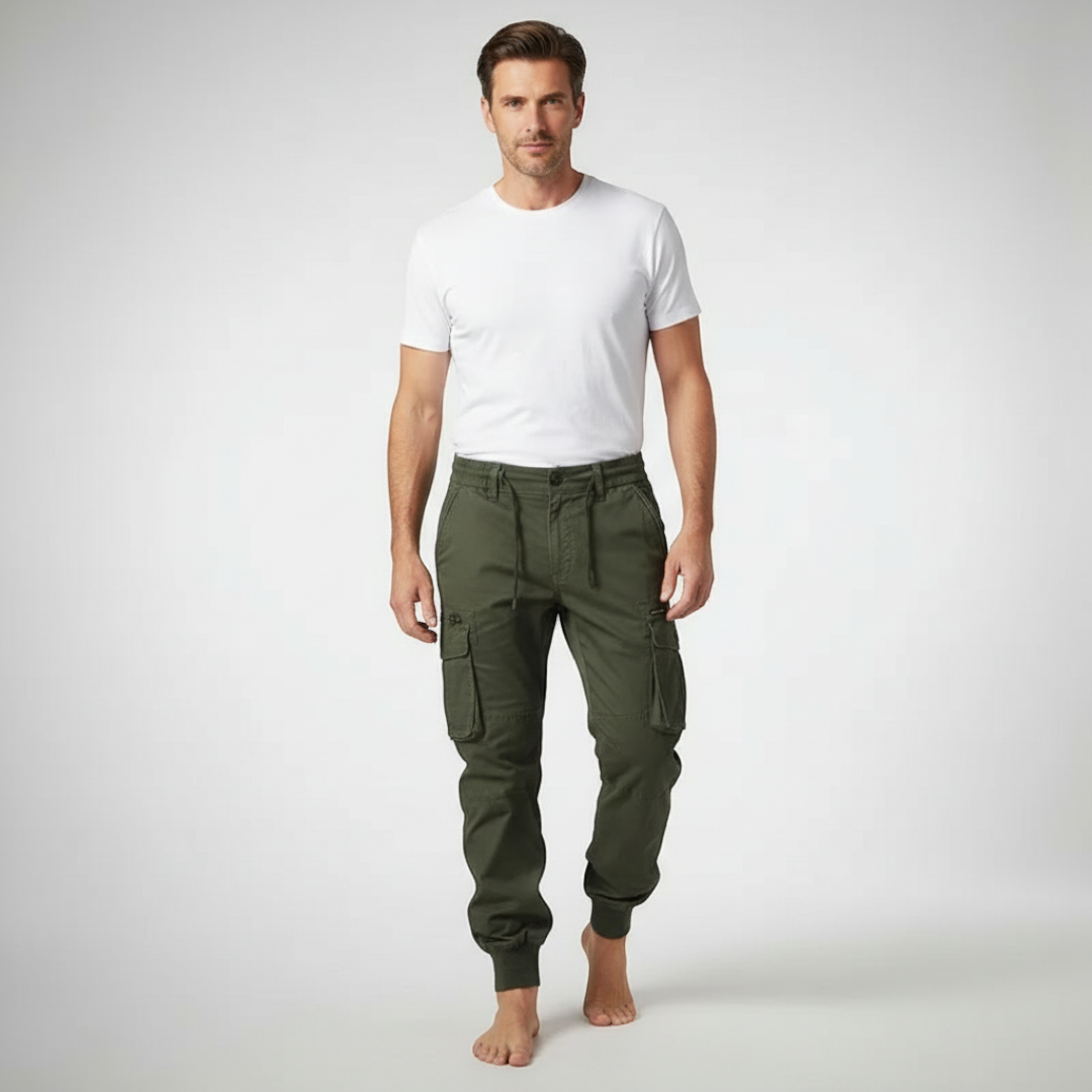 Men’s Cargo Trousers with Elasticated Cuffs