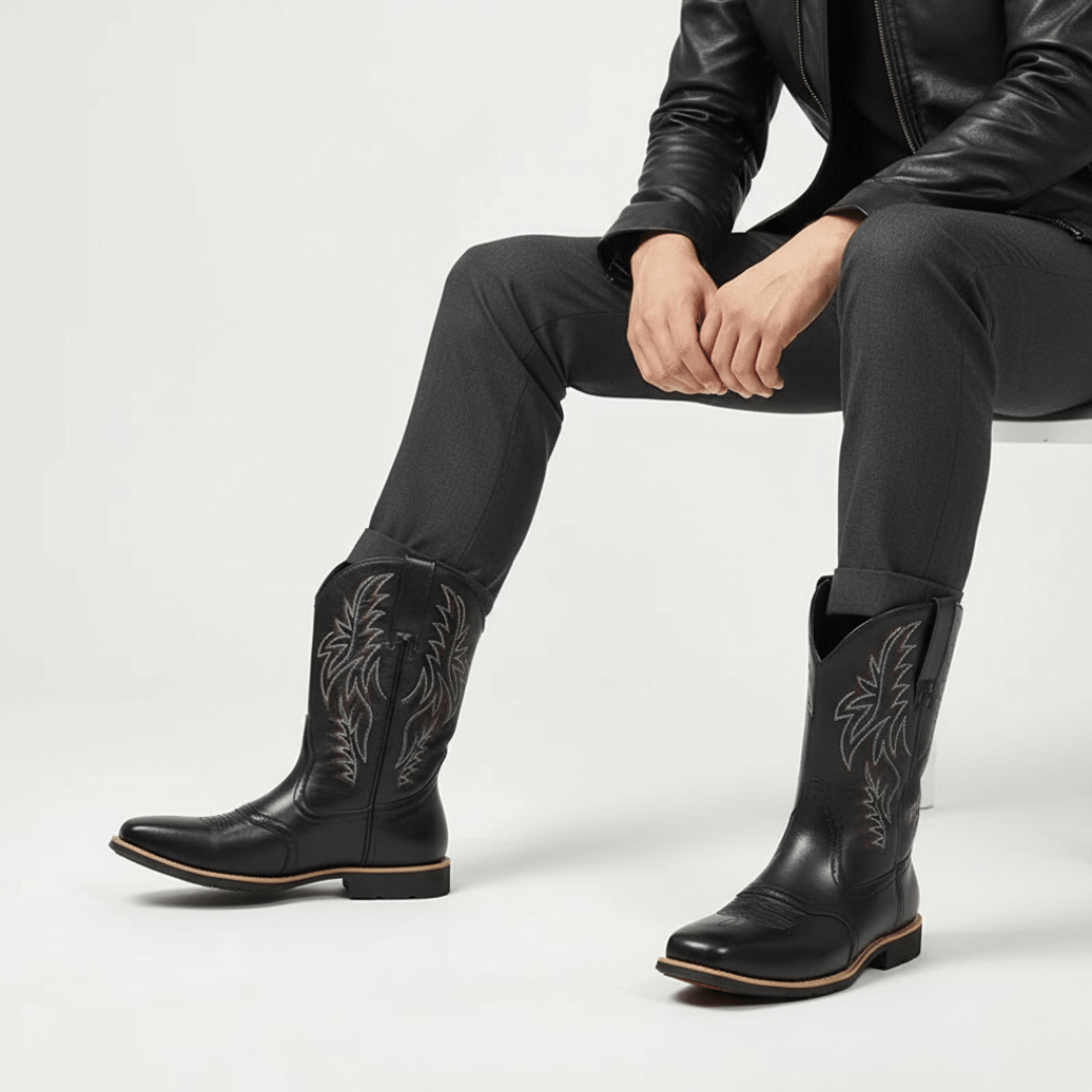 Men’s Cowboy Boots with Embroidered Upper