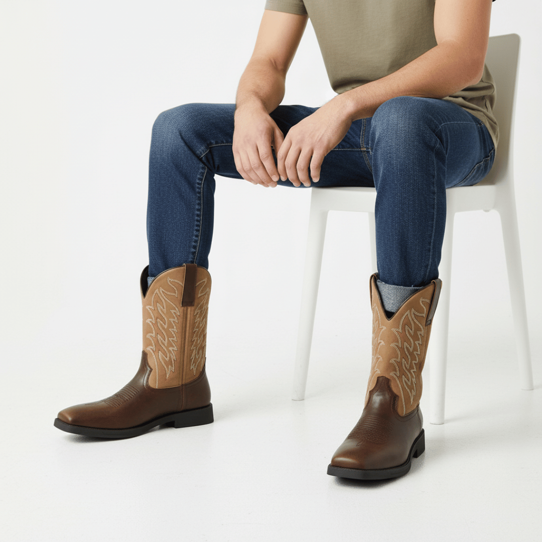 Men’s Cowboy Boots with Embroidered Upper
