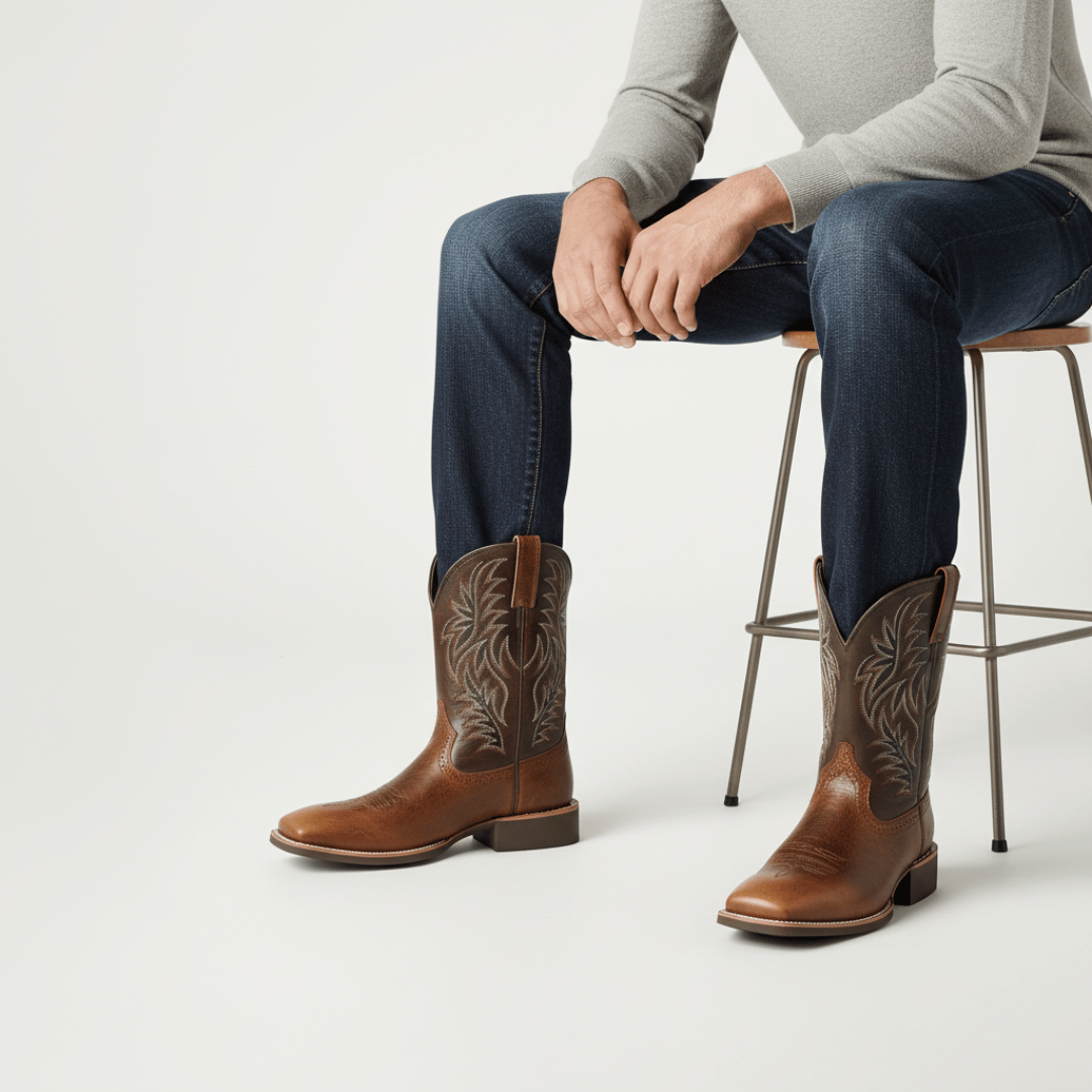 Men’s Cowboy Boots with Embroidered Upper