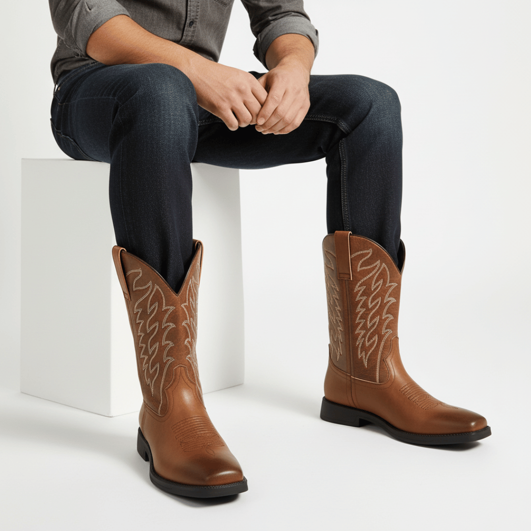 Men’s Cowboy Boots with Embroidered Upper