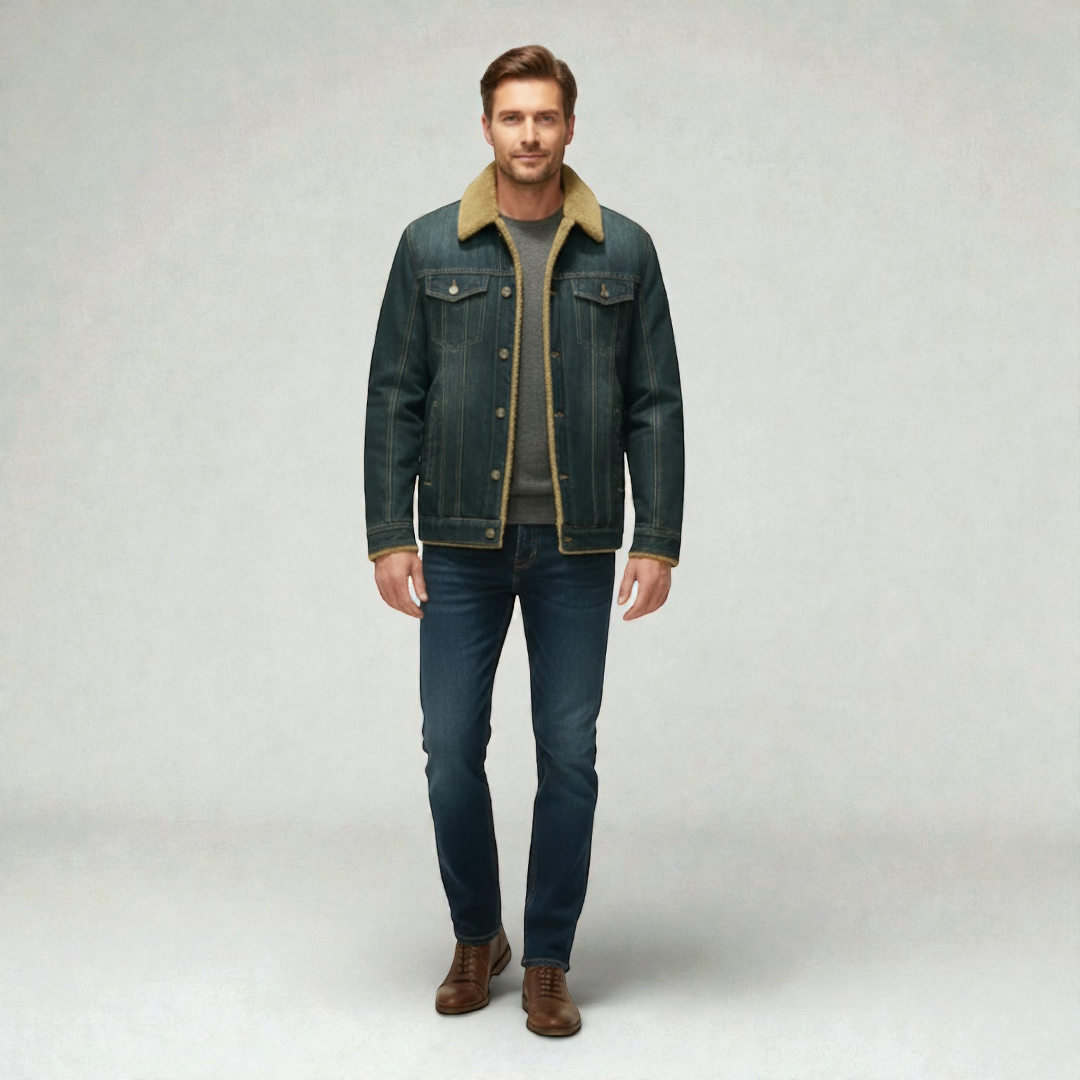 Men’s Denim Jacket with Standard Collar