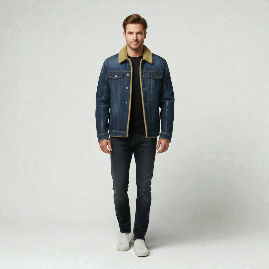 Men’s Denim Jacket with Standard Collar