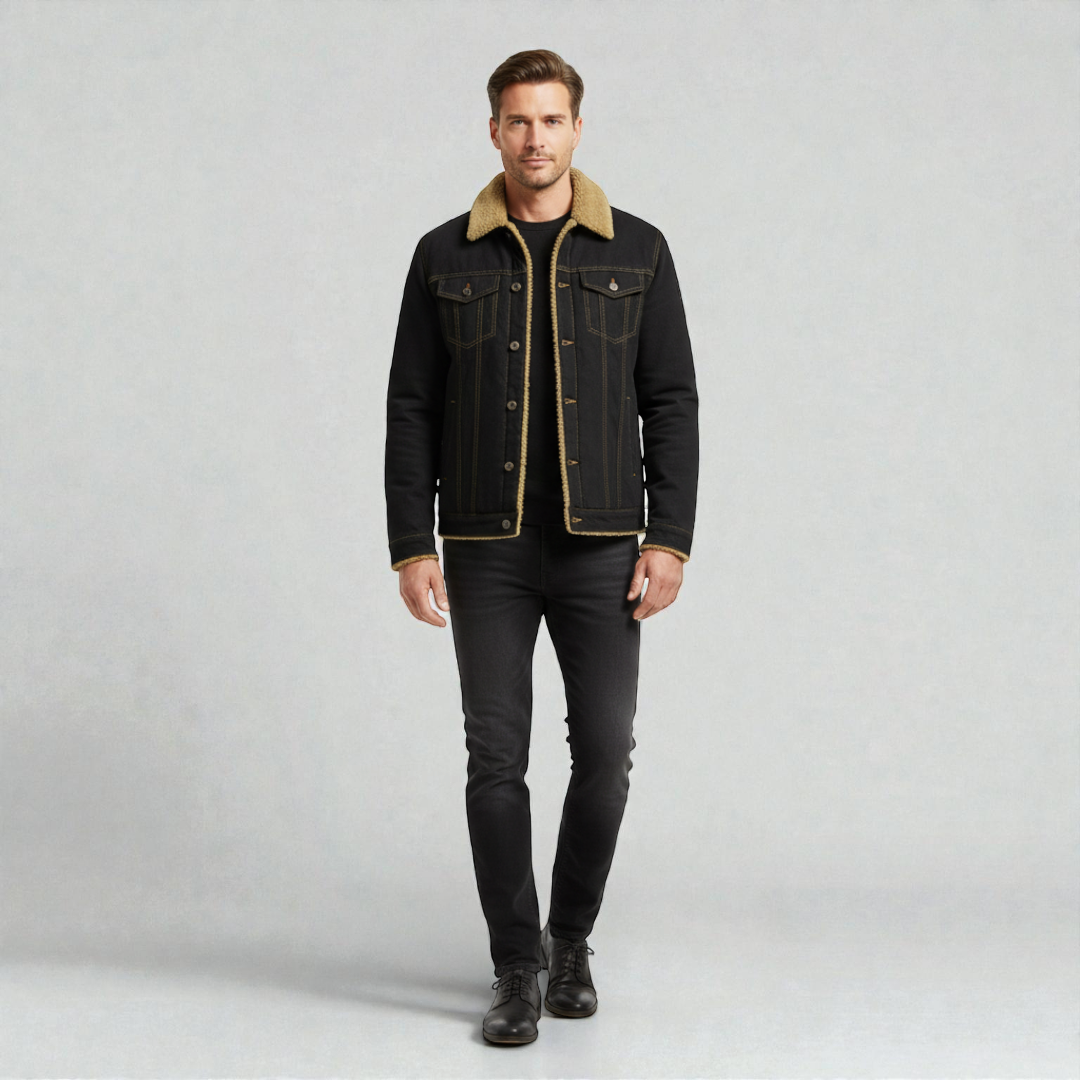 Men’s Denim Jacket with Standard Collar