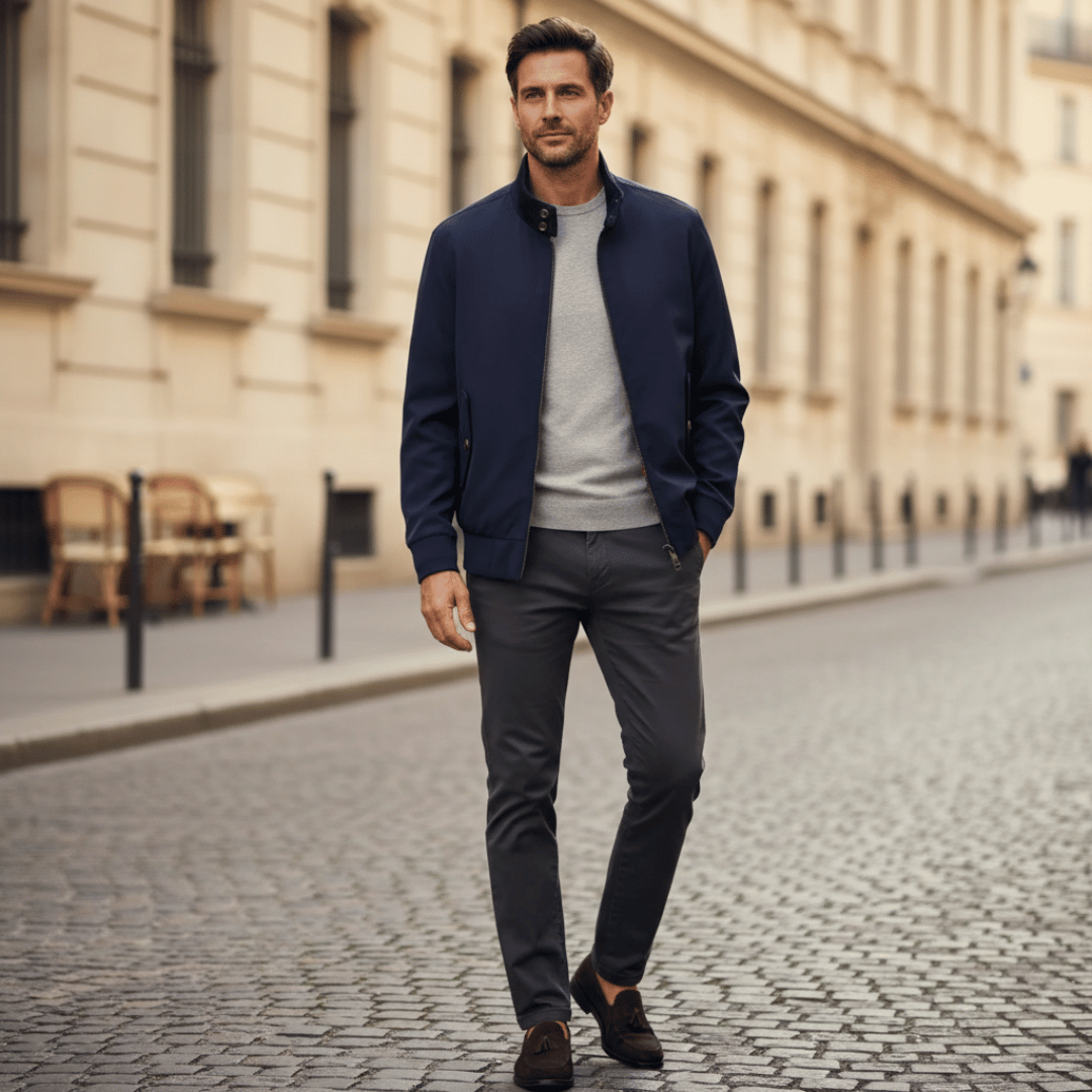 Men’s Zip-Front Jacket with Stand Collar