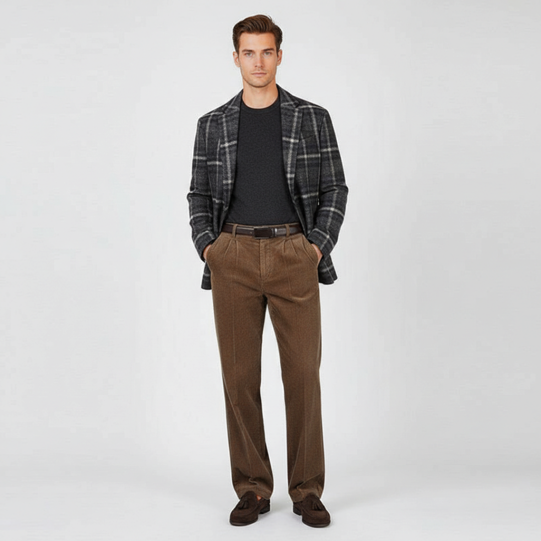 Men's Trousers | Corduroy Texture with Wide-Leg Cut