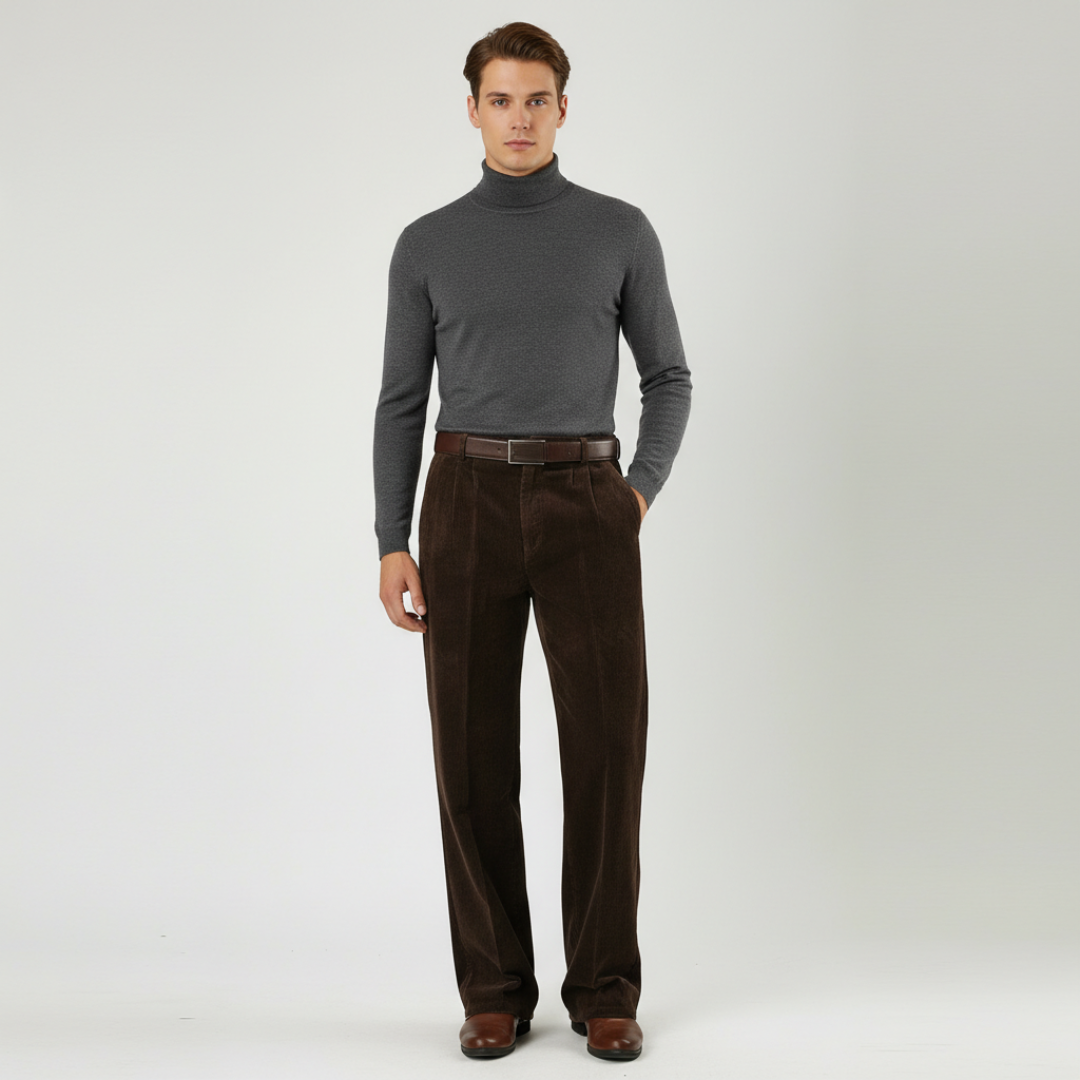 Men's Trousers | Corduroy Texture with Wide-Leg Cut