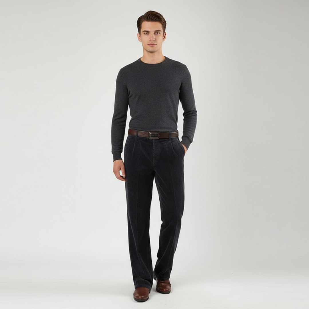 Men's Trousers | Corduroy Texture with Wide-Leg Cut