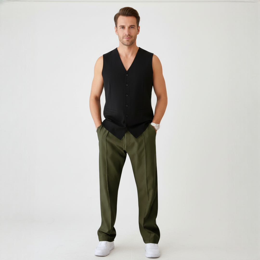 Men’s Straight-Leg Trousers with Drawstring