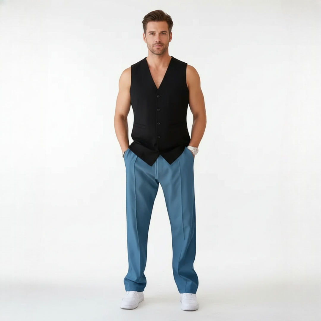 Men’s Straight-Leg Trousers with Drawstring