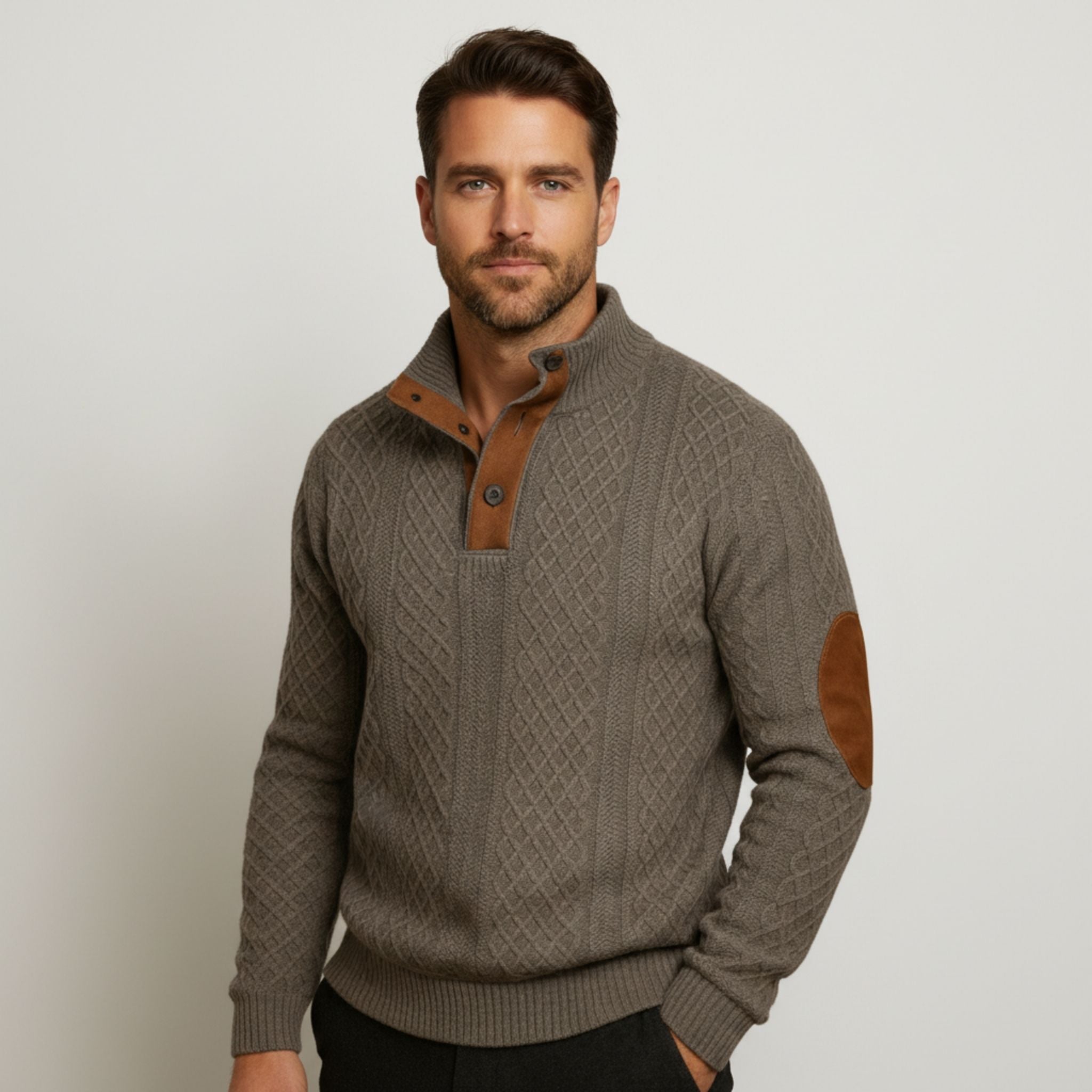 Men’s Button-Collar Knit Sweater