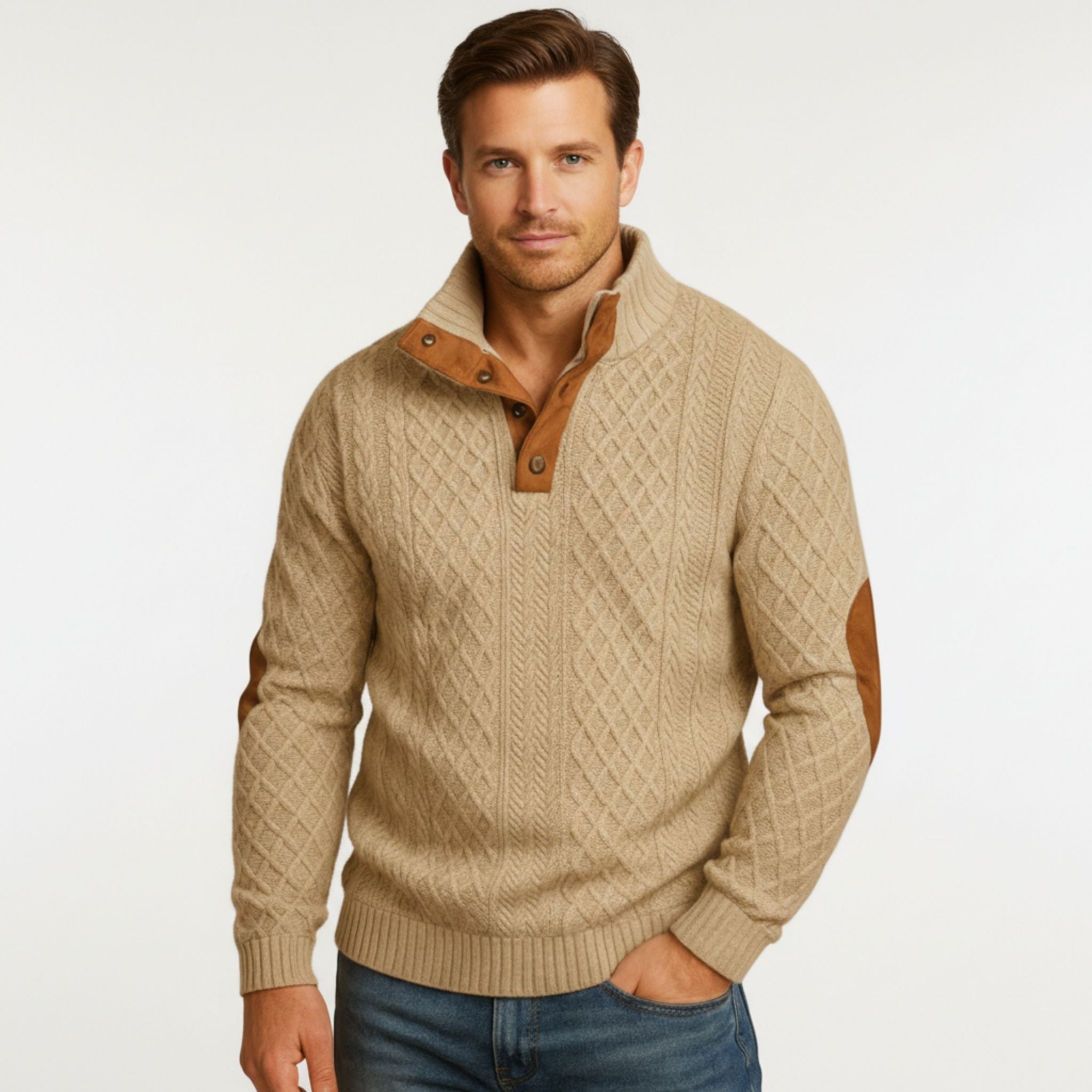 Men’s Button-Collar Knit Sweater