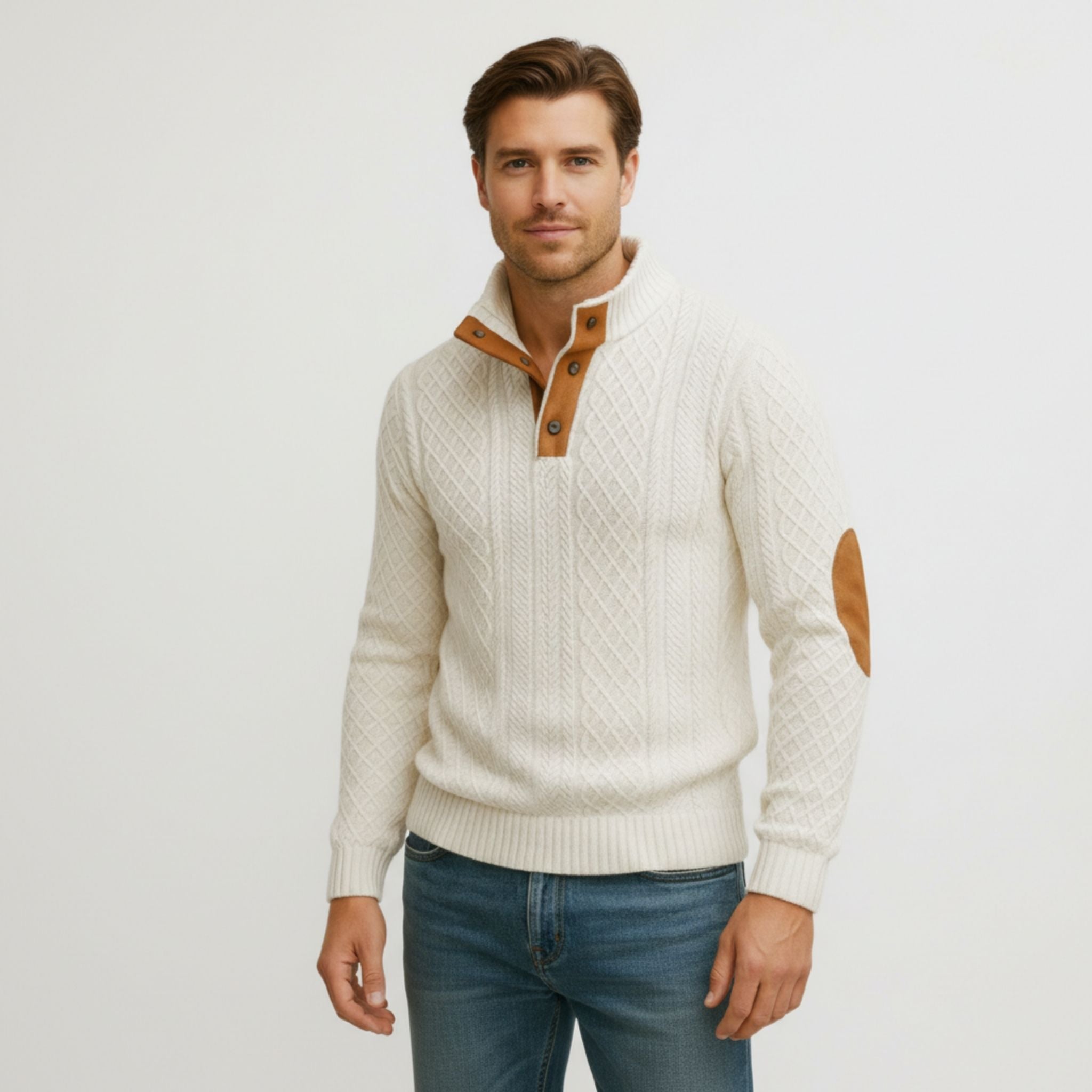 Men’s Button-Collar Knit Sweater