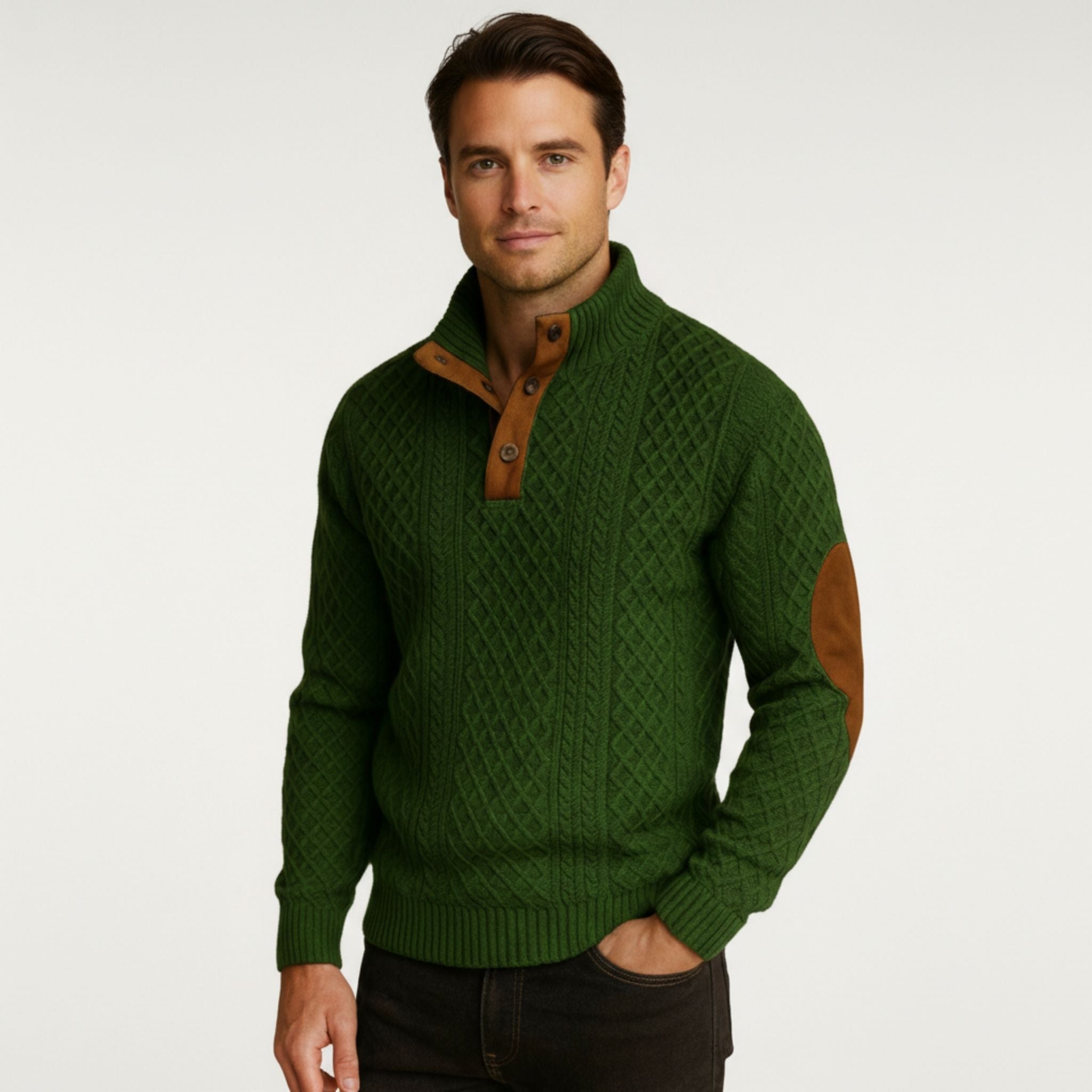 Men’s Button-Collar Knit Sweater