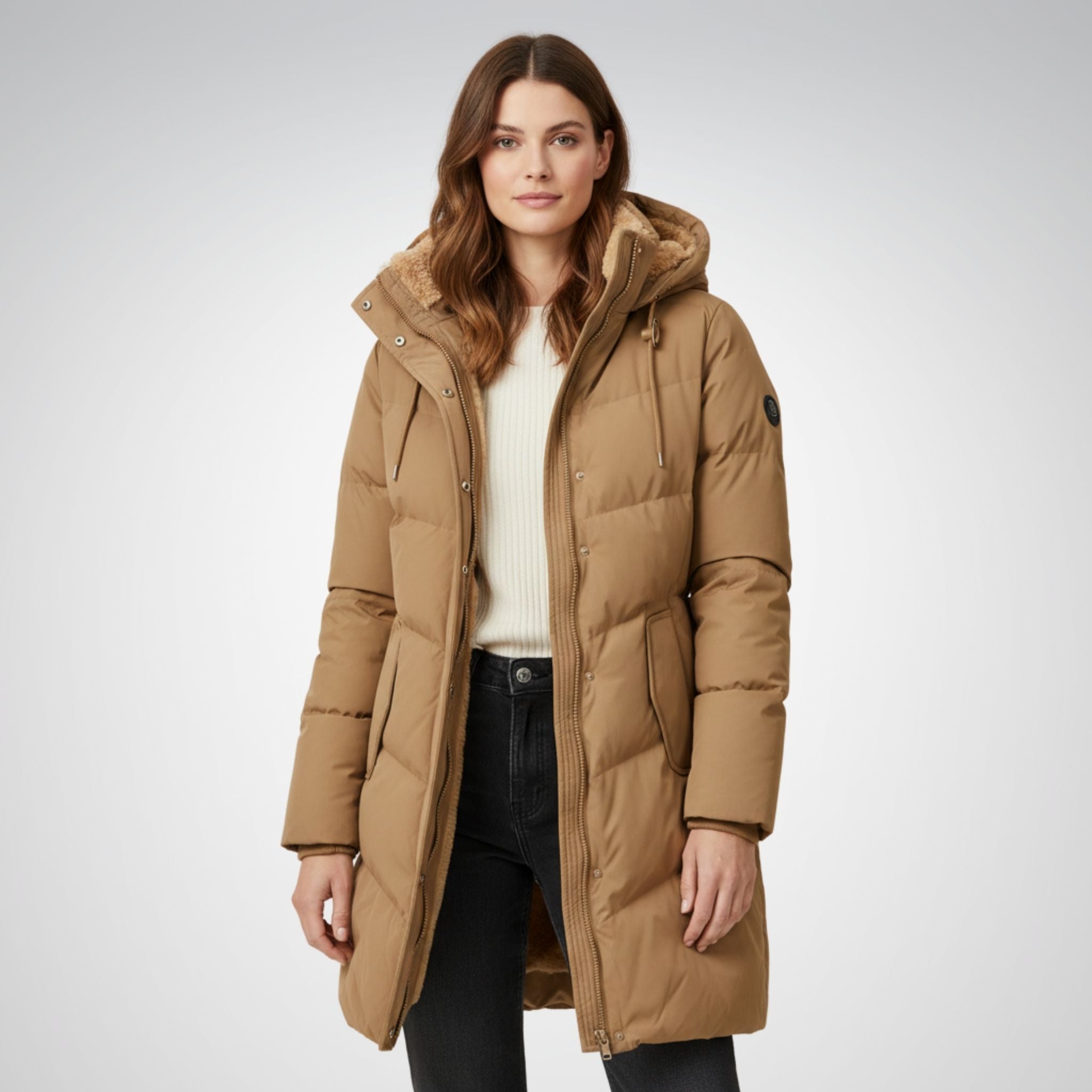 Women's Winter Coat | Long Quilted Hooded Design
