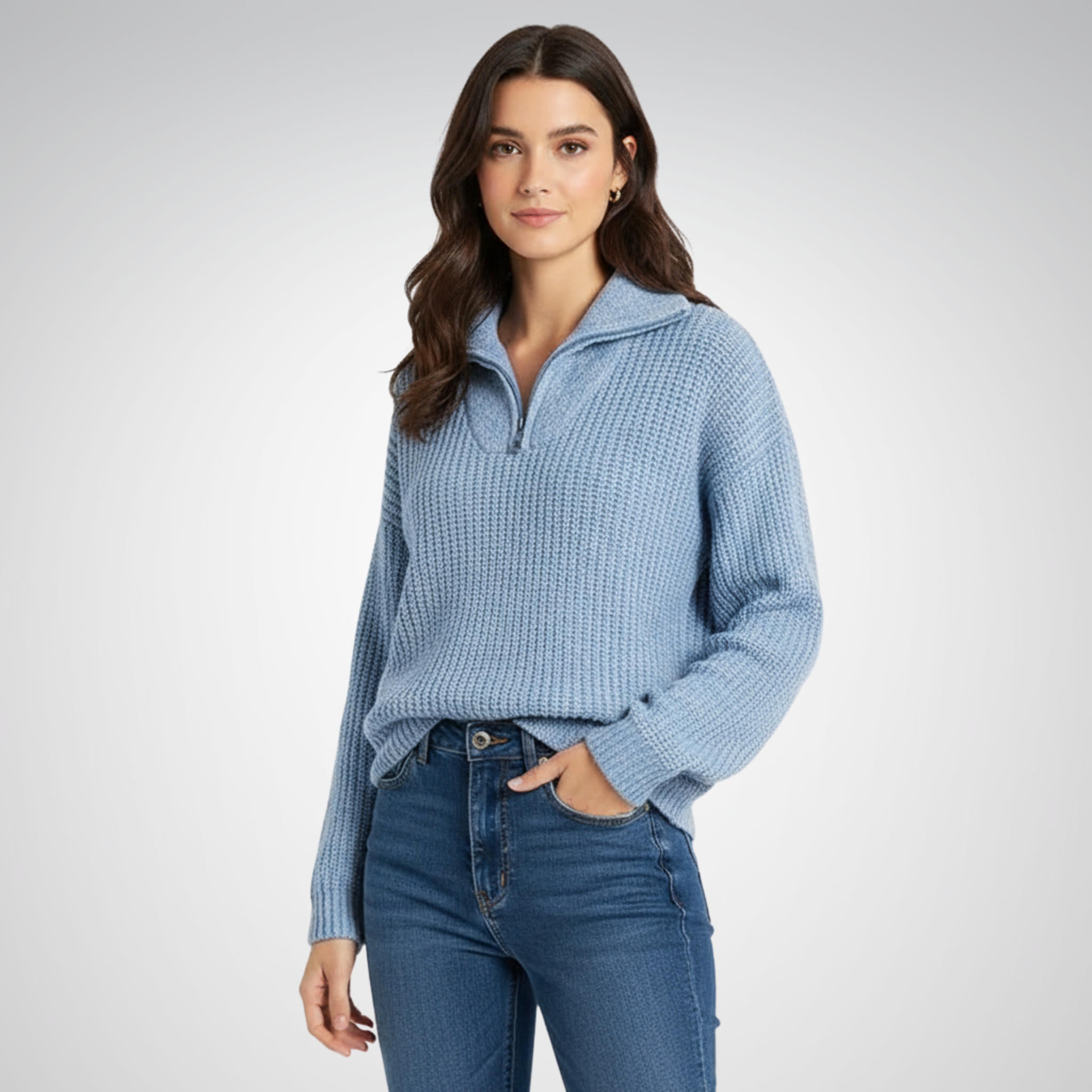 Women's Sweater | Half Zip with Collar