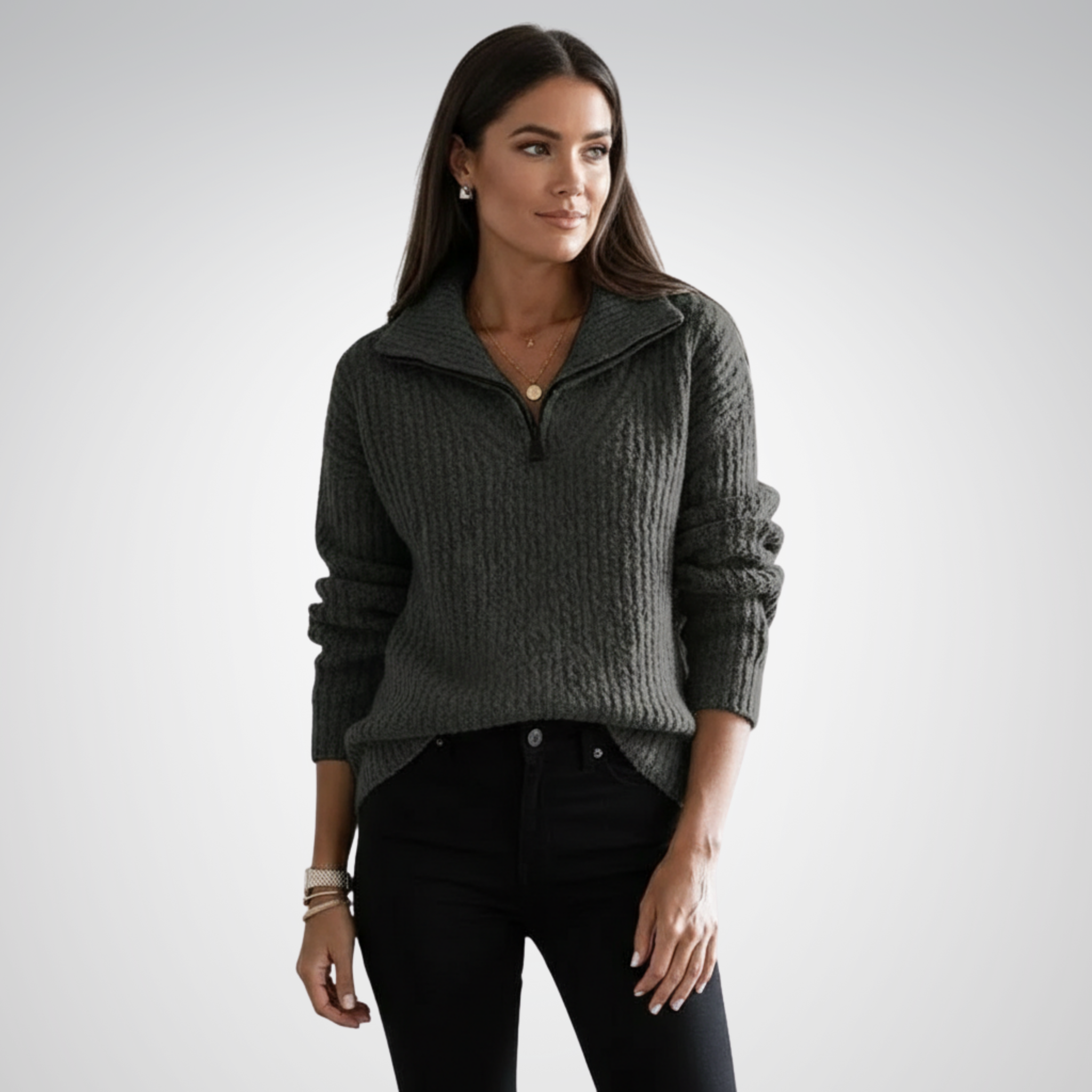 Women's Sweater | Half Zip with Collar