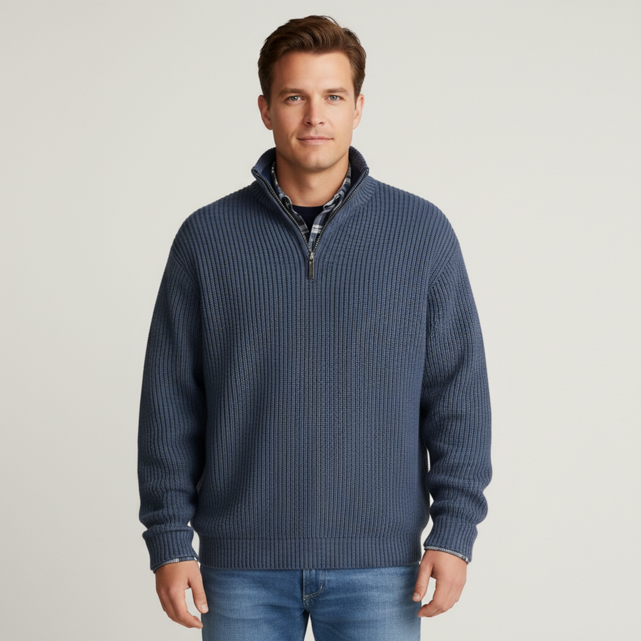Men's Half Zip Sweater | Knit Material, Regular Fit