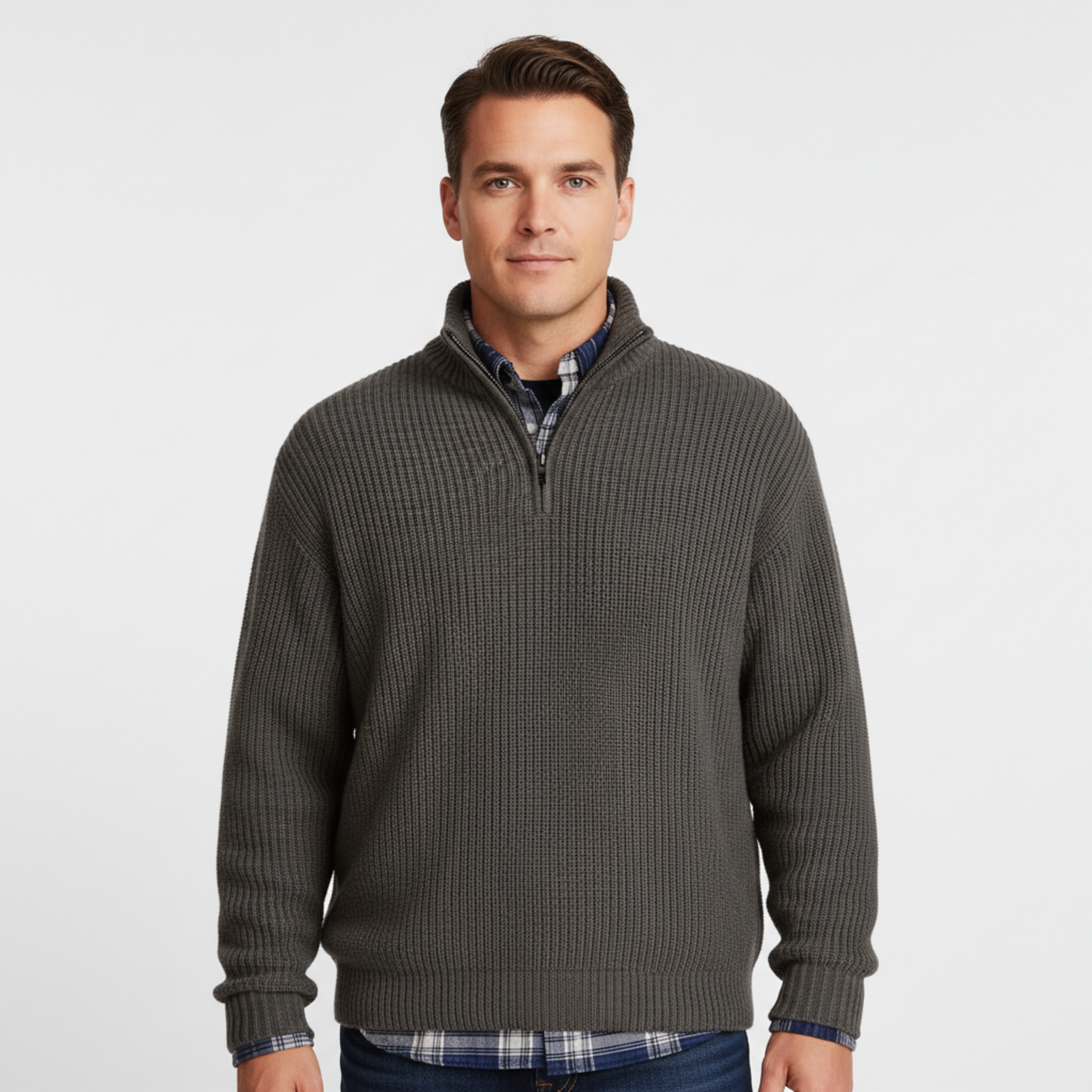 Men's Half Zip Sweater | Knit Material, Regular Fit