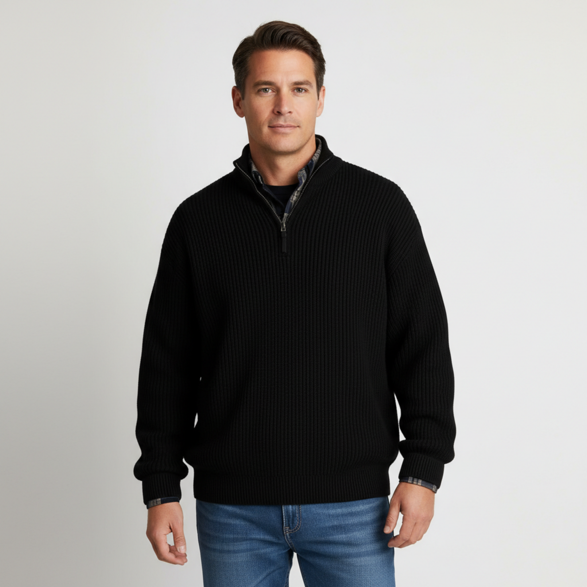 Men's Half Zip Sweater | Knit Material, Regular Fit