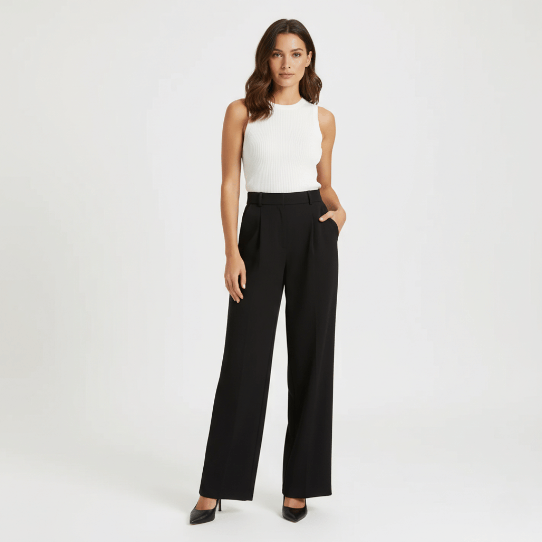 Women’s High-Waisted Wide-Leg Pants with Straight Cut