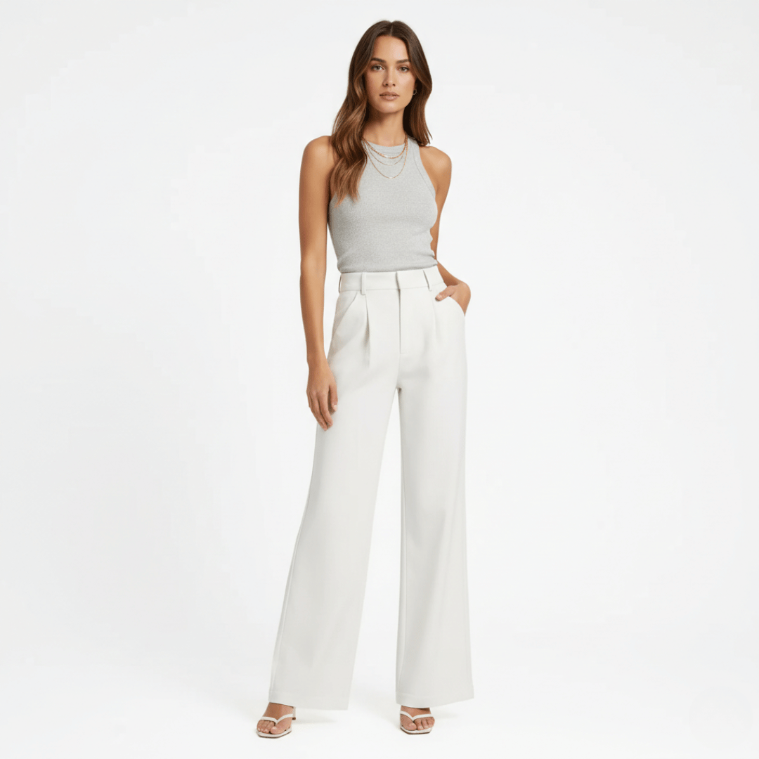 Women’s High-Waisted Wide-Leg Pants with Straight Cut