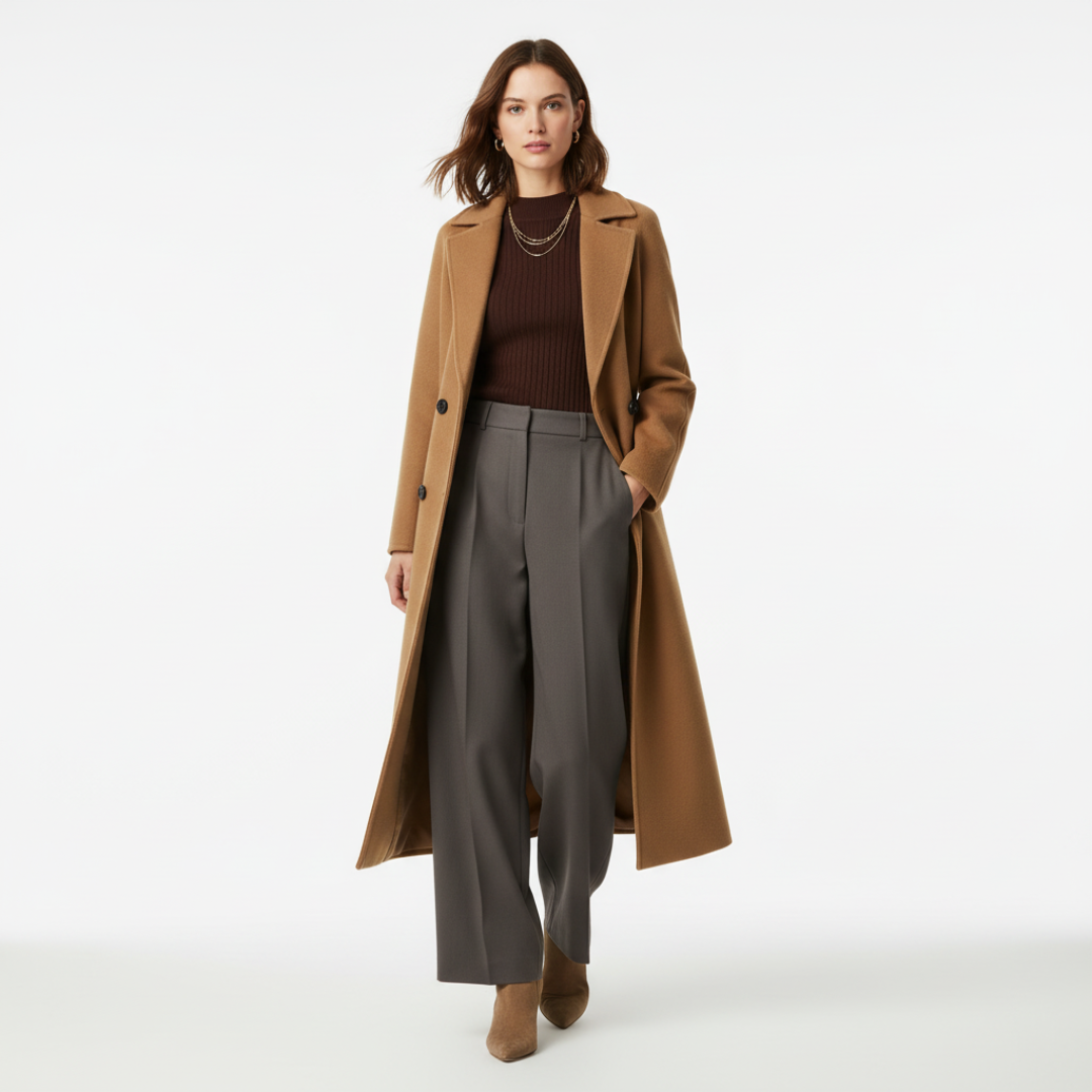 Women’s Long Coat with Straight Silhouette
