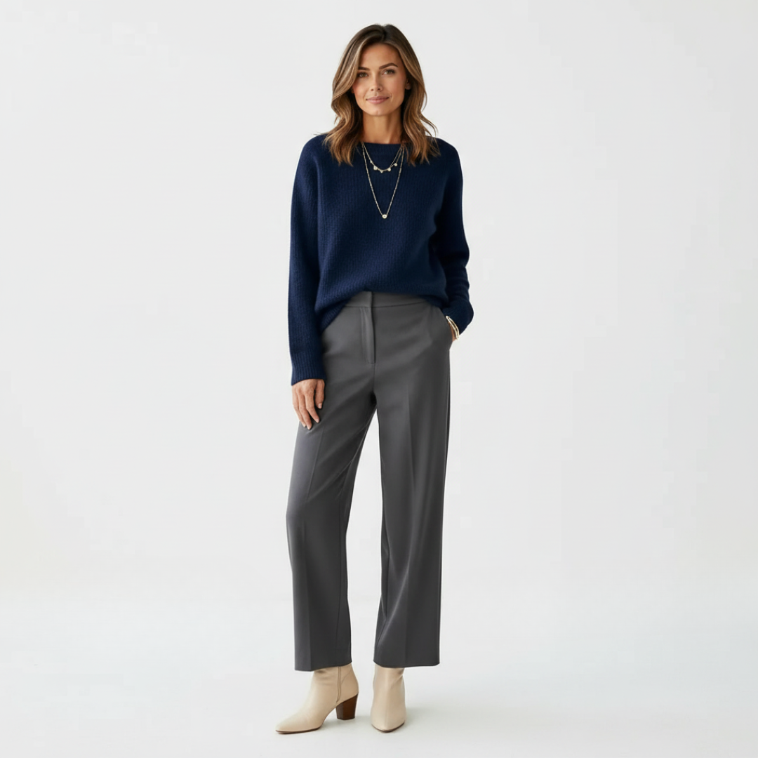 Women’s Loose Fit Sweater with Wide Round Neck